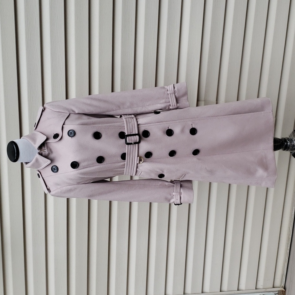 BURBERRY SANDRINGHAM 100% CASHMERE DOUBLE-BREASTED TRENCH COAT IN PALE ORCHID - Picture 3 of 16